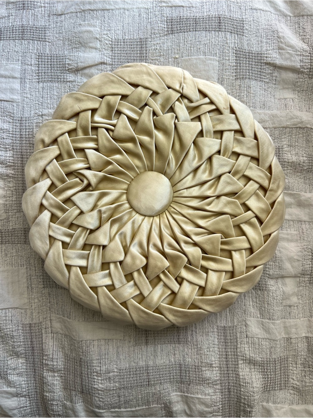 Hand tufted silky round decorative throw pillow